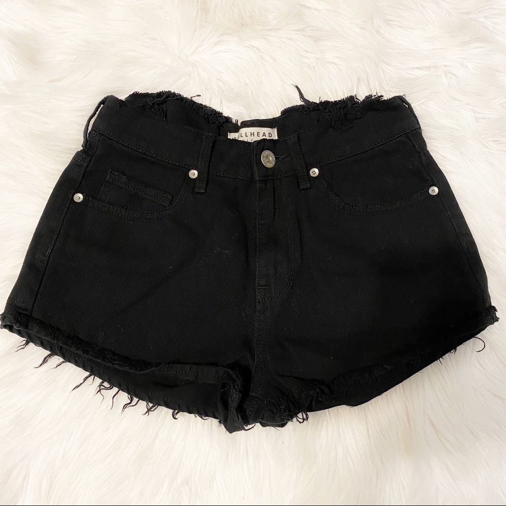 black denim shorts